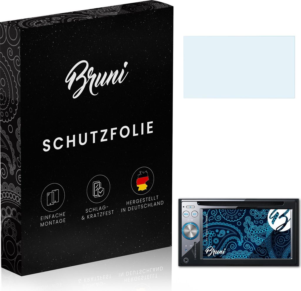 Bruni Basics-Clear 2x Schutzfolie kompatibel mit Pioneer Avic-F900BT Folie