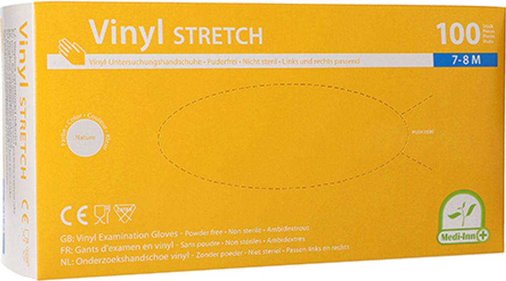 Medi-Inn Vinyl Stretch Einmalhandschuhe puderfrei (Medium, 10 x 100 = 1000 Stück)