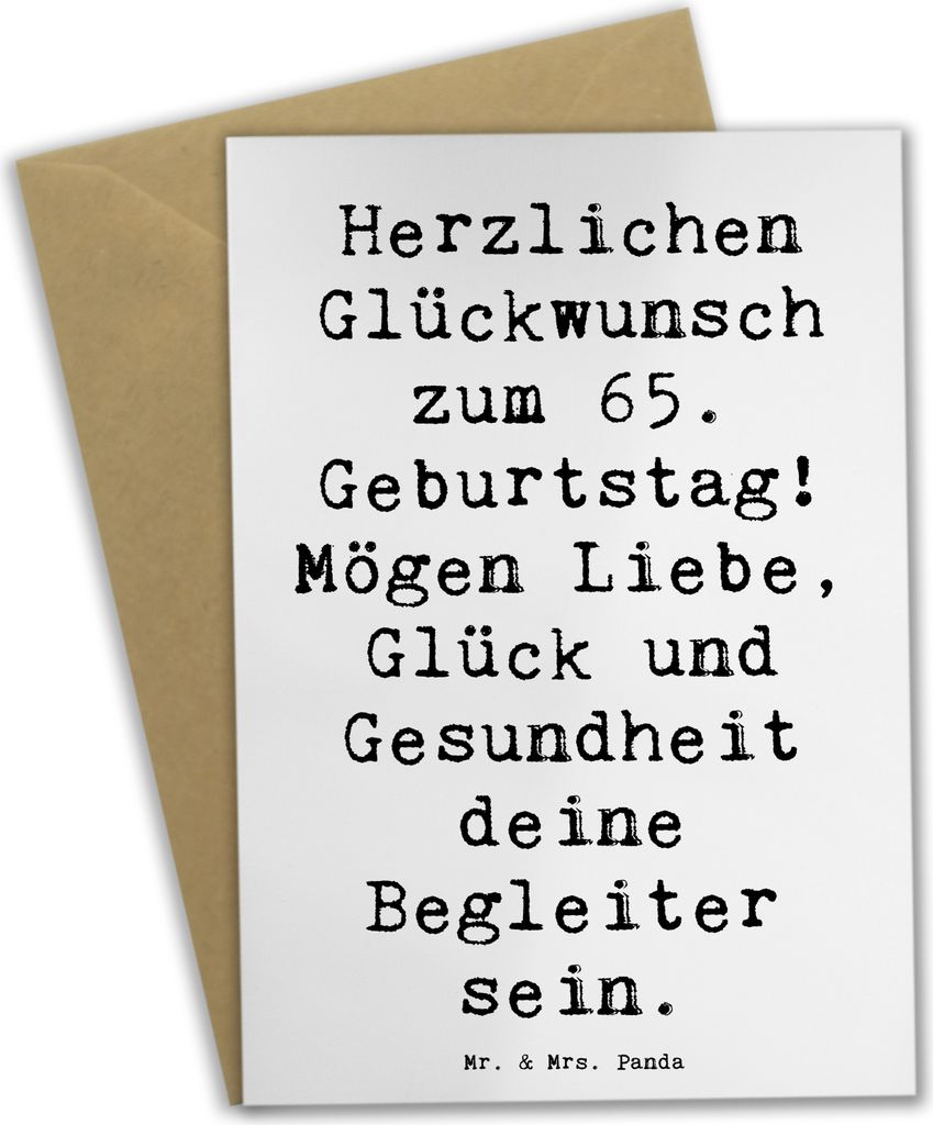 Mr. & Mrs. Panda Grußkarte Spruch 65. Geburtstag - Weiß - Geschenk, Alter, Feiern, Beileidskarte, weihnachtskarten, einladungskarten, osterkarte,...