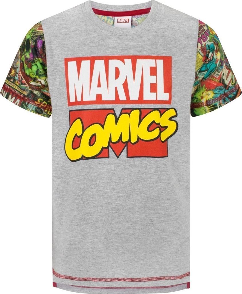 Marvel Comics - T-Shirt für Jungen NS6724 (128) (Grau meliert/Rot/Grün)