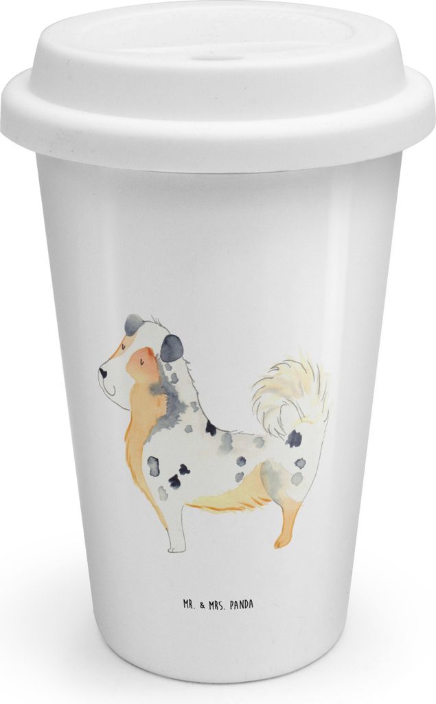 Mr. & Mrs. Panda ToGo Kaffeebecher Hund Australien Shepherd - Weiß - Geschenk, To Go, Spruch, Thermobecher, Sprüche, Becher, Coffee, Thermokaffee...