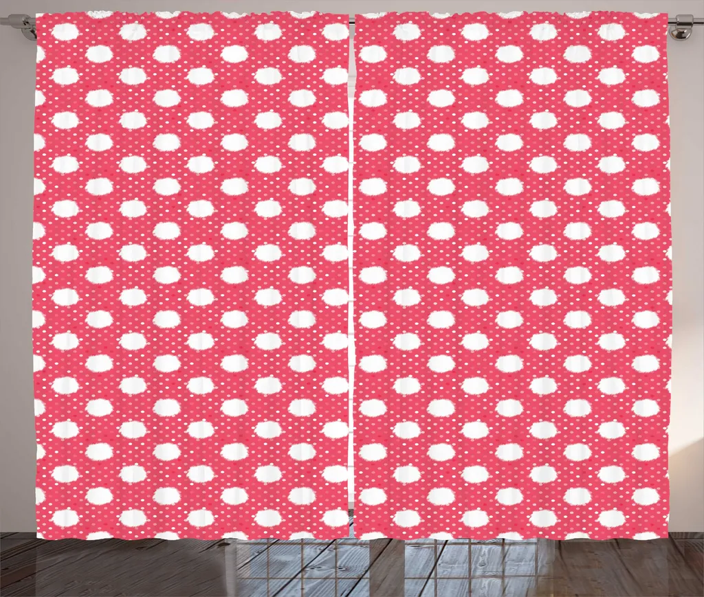 Rideau occultant léger rose à pois 280x225 cm contre le vis-à-vis déco