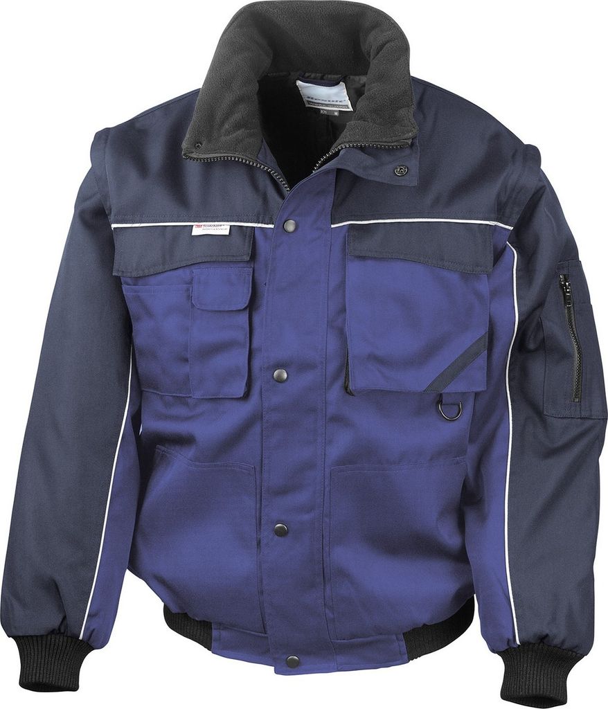 WORK-GUARD by Result - Pilotenjacke für Herren Reißverschluss-Ärmel RW10245 (XL) (Königsblau/Marineblau)