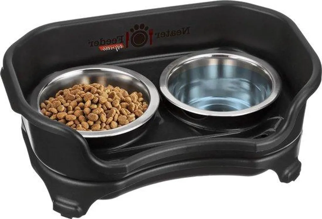 Gamelles surélevées inox noir pour chien - Design ergonomique et chic