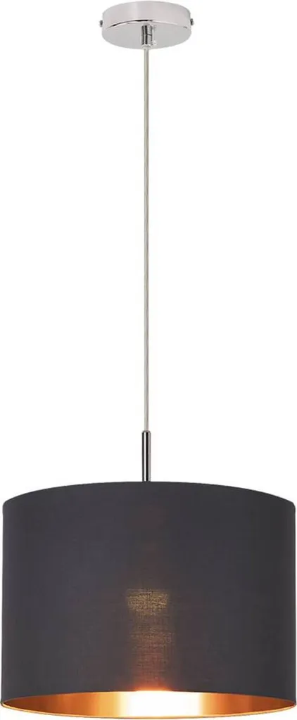 Suspension Design Monica Textile Gris Intérieur Or et Chrome Ø38 cm