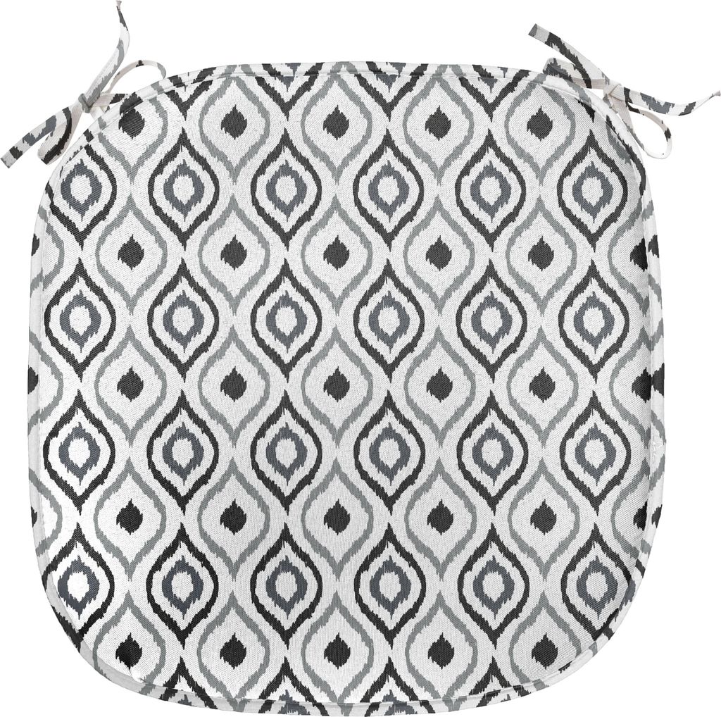 ABAKUHAUS Pfau Polster für Esszimmerstühle, Vogelfedern, Dekoratives wasserfestes Kissen mit Riemen für Küchensitze, 40 cm x 40 cm, Hellgrau Sc...