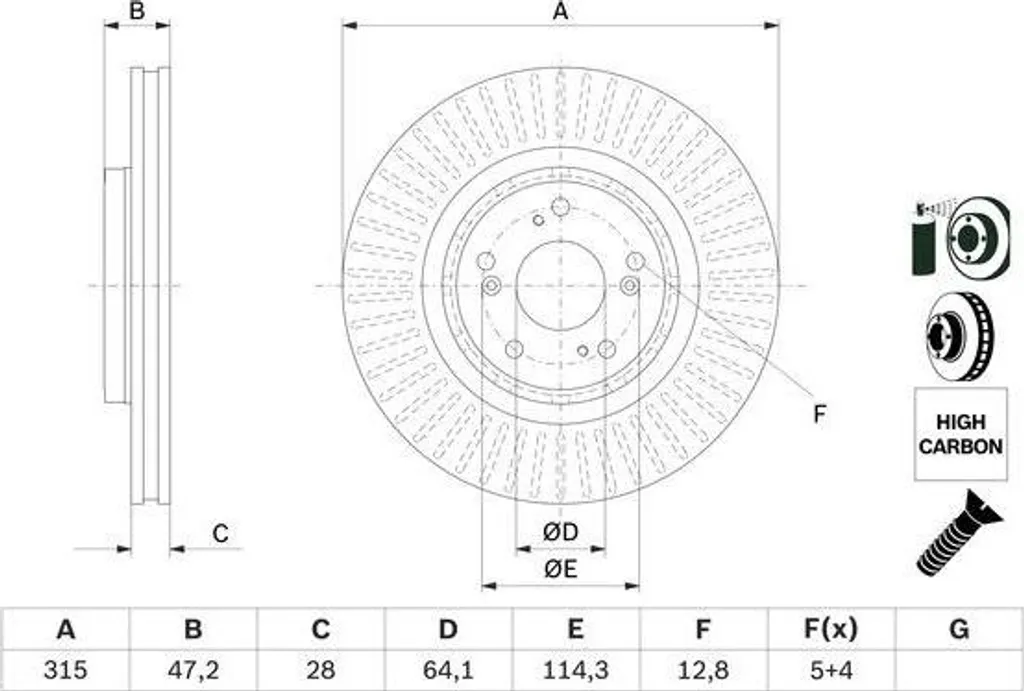 Disques de Frein Bosch 0986479F12 Haute Résistance Honda CR-V IV