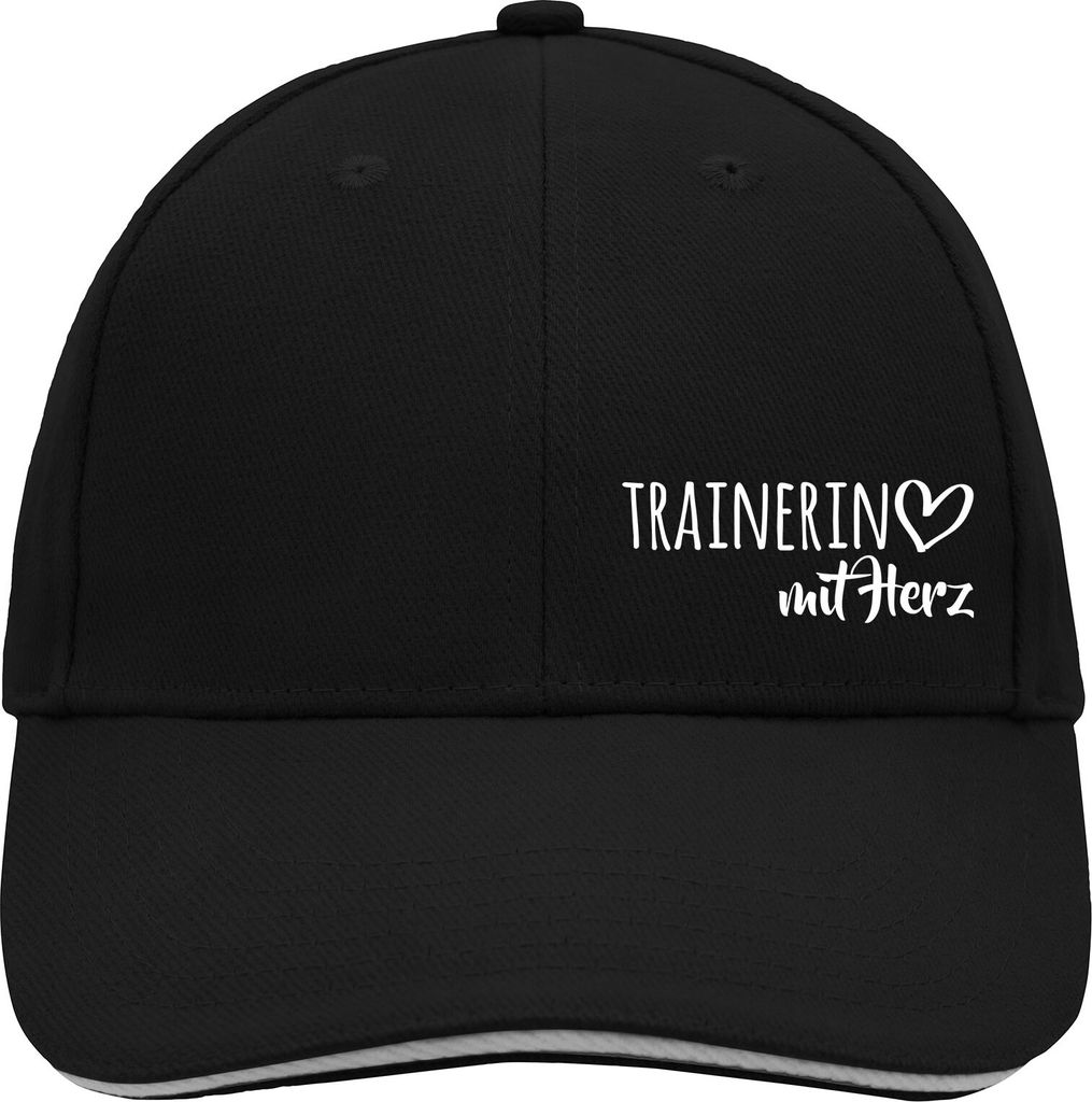 Huuraa Cappy Mütze Trainerin mit Herz Black/Light Grey Baumwolle 6-Panel Kappe Geschenkidee