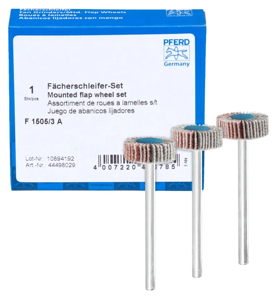 Kit de roues à lamelles PFERD Ø15x5mm tige 3mm grains 80 120 180