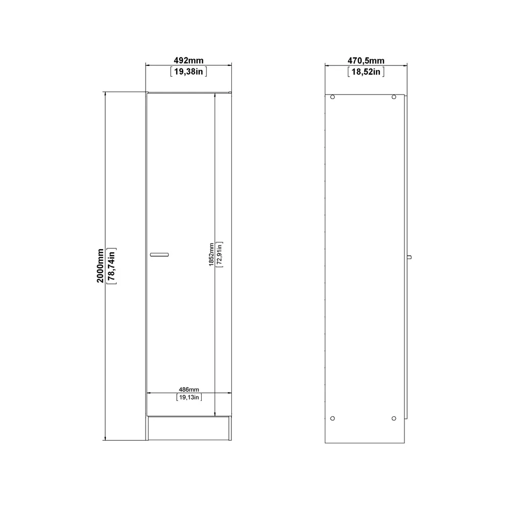Fox Armoire 1 Porte en Chêne Structuré - Penderie Compacte Design Fox - 20
