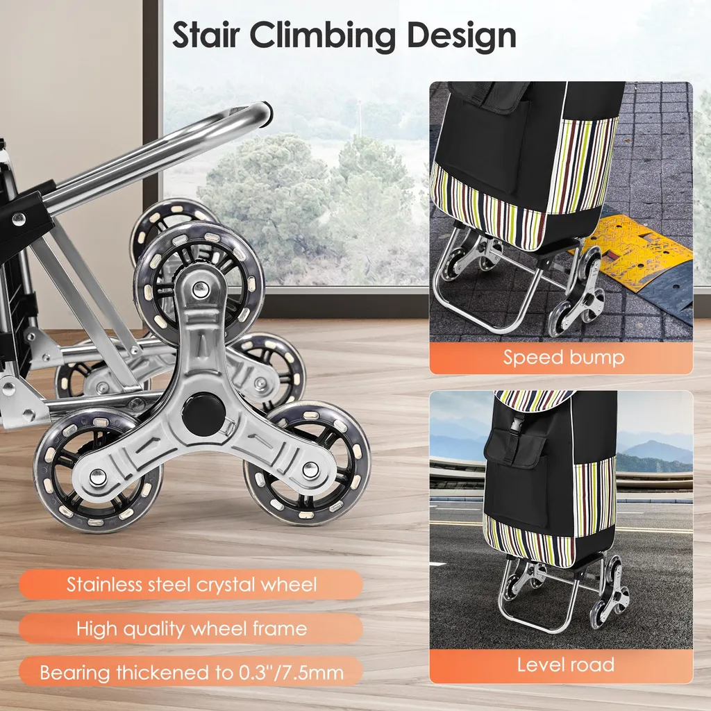 Chariot de courses utilitaire pliable pour escalier - Finition Chocolat - 5