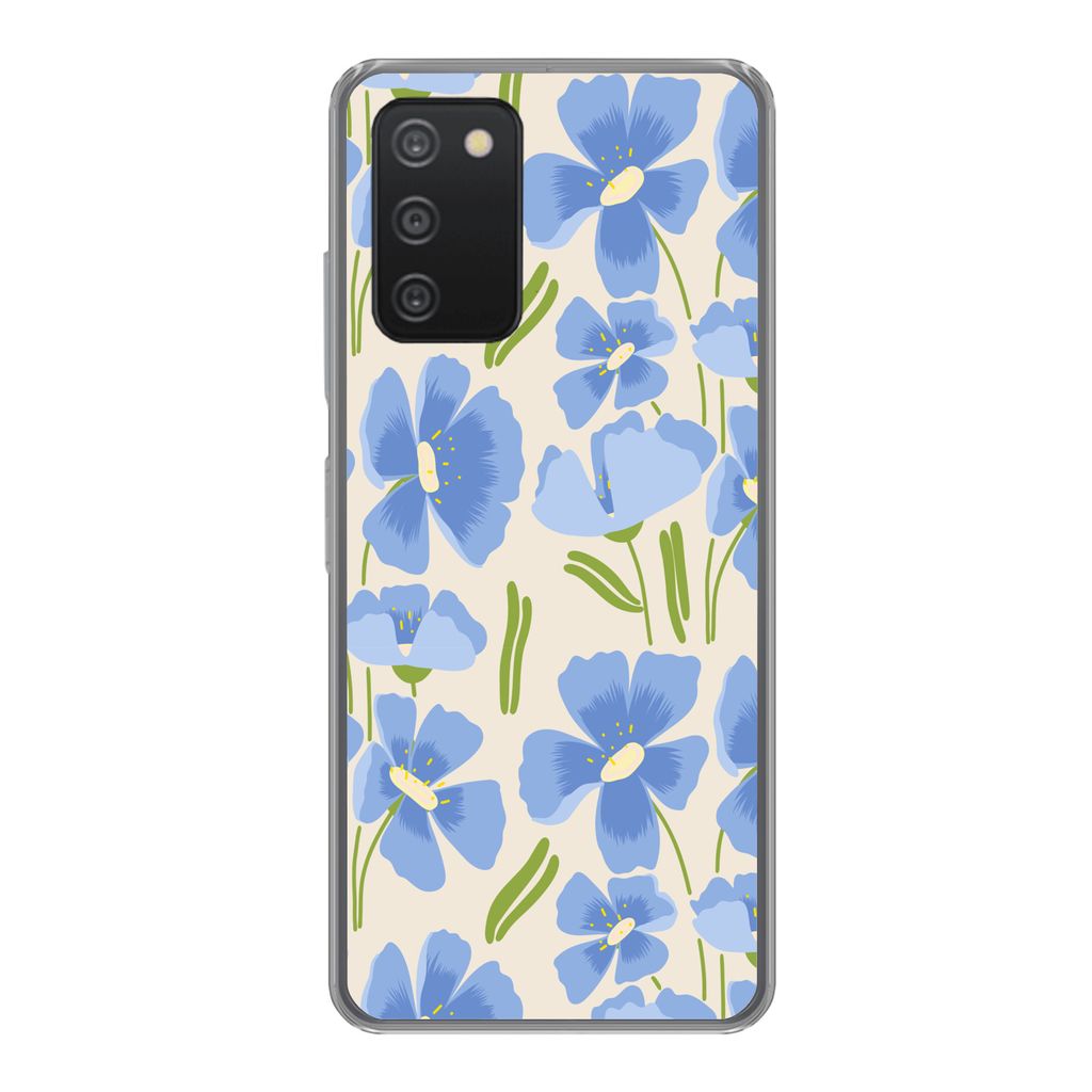 MuchoWow Handyhülle Schutzhülle Hülle für Samsung Galaxy A53 5G Blume - Blau - Muster Silikon Softcase Handy Hülle - Schutzabdeckung