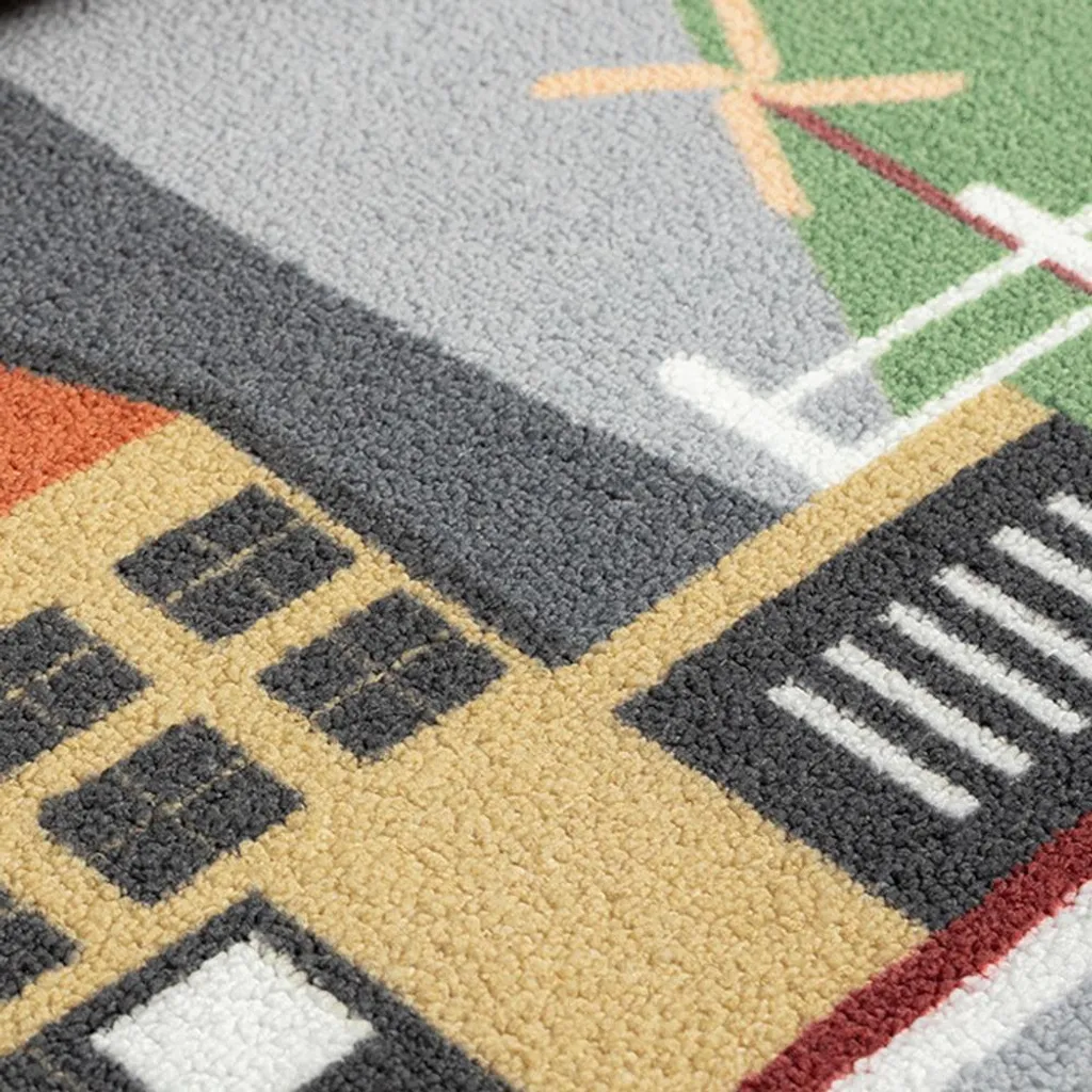 Tapis de jeu enfants vue sur la ville gris 140x200 cm pour chambre
