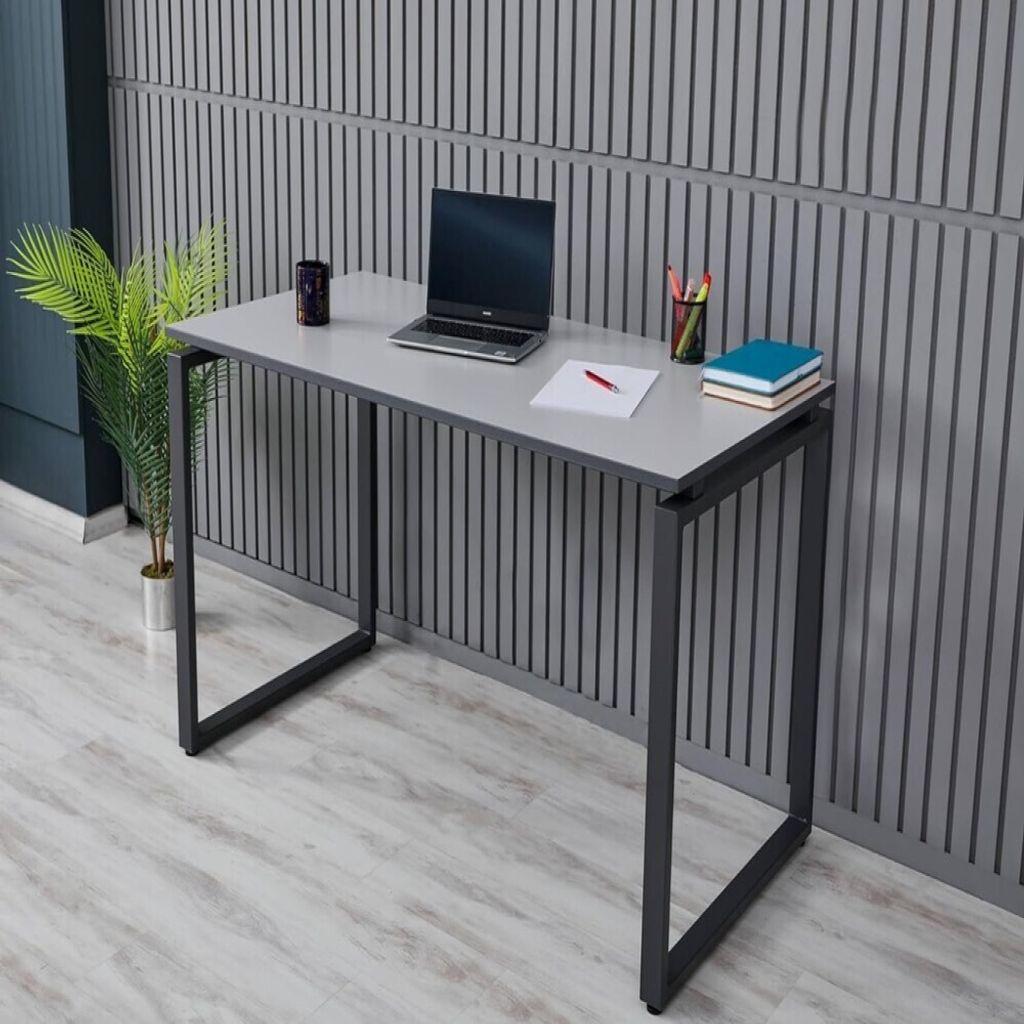 MMX METAL Bureau en métal, plateau gris clair et piétement Image du produit 
