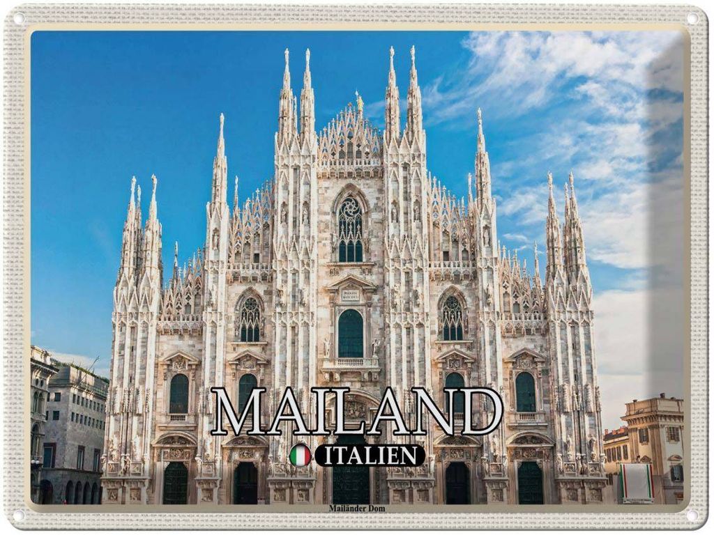 vianmo Blechschild 30x40 cm Italien Mailand Mailänder Dom Bildmotiv Reisemotiv Abenteuer Reisen