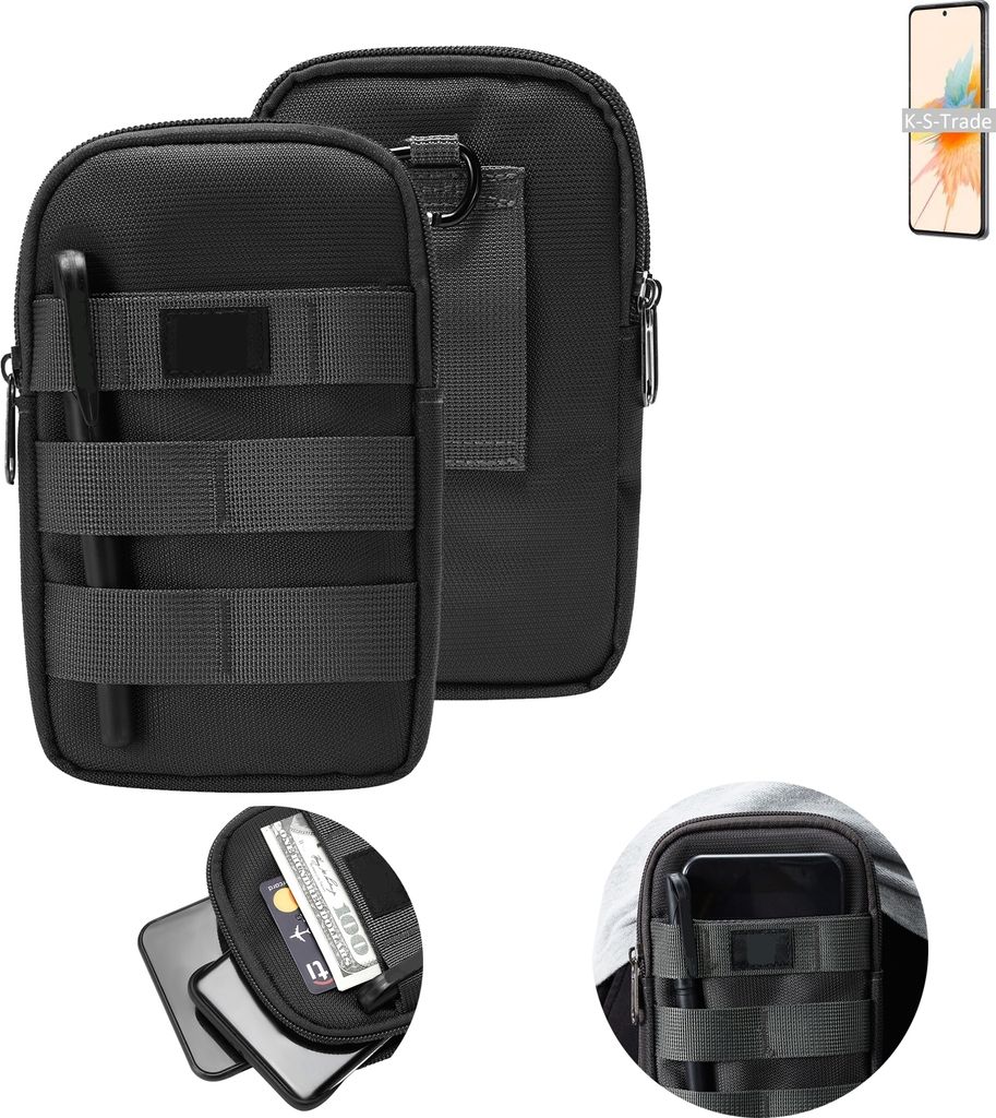 K-S-Trade Holster Gürtel Tasche kompatibel mit ZTE S30 Handy Tasche Schutz Hülle dunkel-grau viele Fächer, 1x