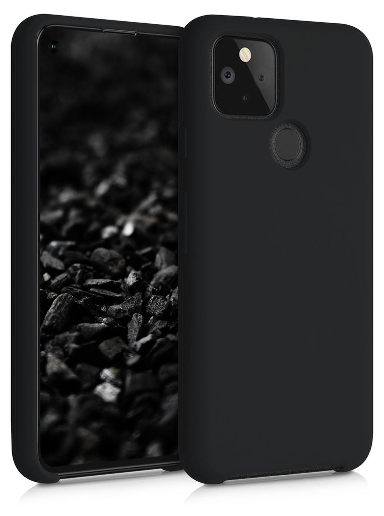 kwmobile Handyhülle für Google Pixel 5 Hülle - Case Silikon - Kabelloses Laden - Schutzhülle Cover in Schwarz