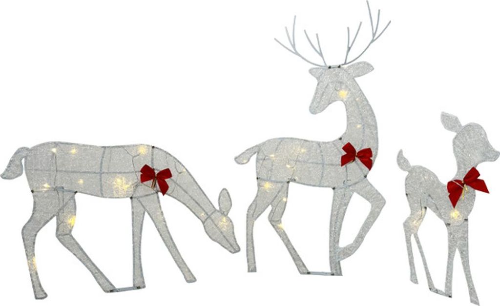 3er-Set beleuchtete Weihnachts-Rentierfamilie für den Außenbereich, 100 Lichter, 2D, wasserdicht, mit Erdspießen für Garten, Hof und Rasen