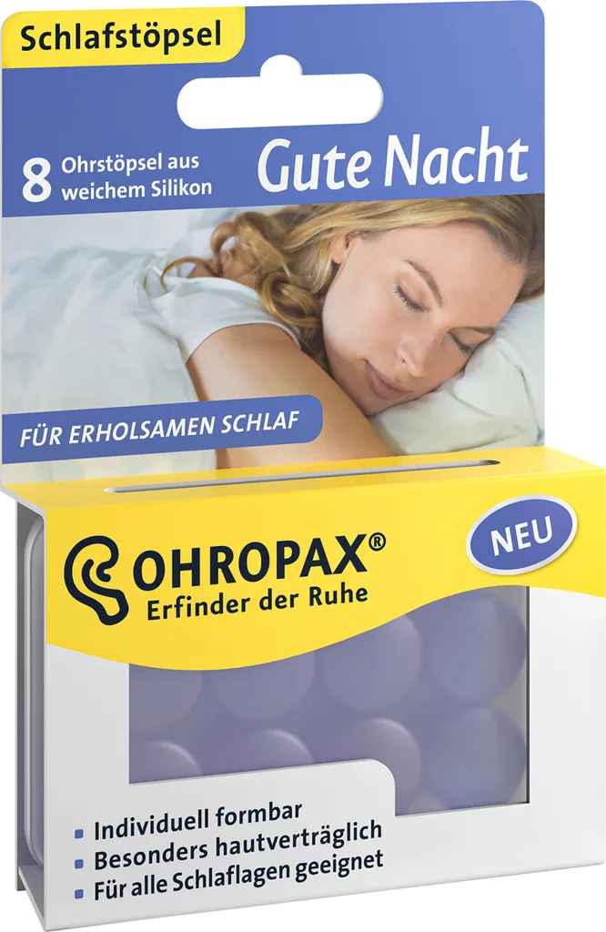 Bouchons d'oreilles pour dormir sans bruit OHROPAX silicone