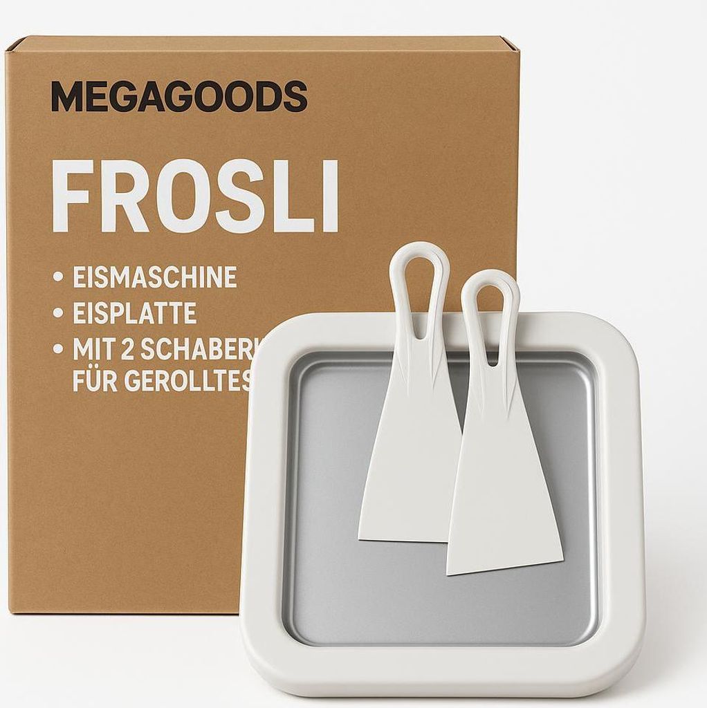 A product shot of an ice cream maker and its packaging.