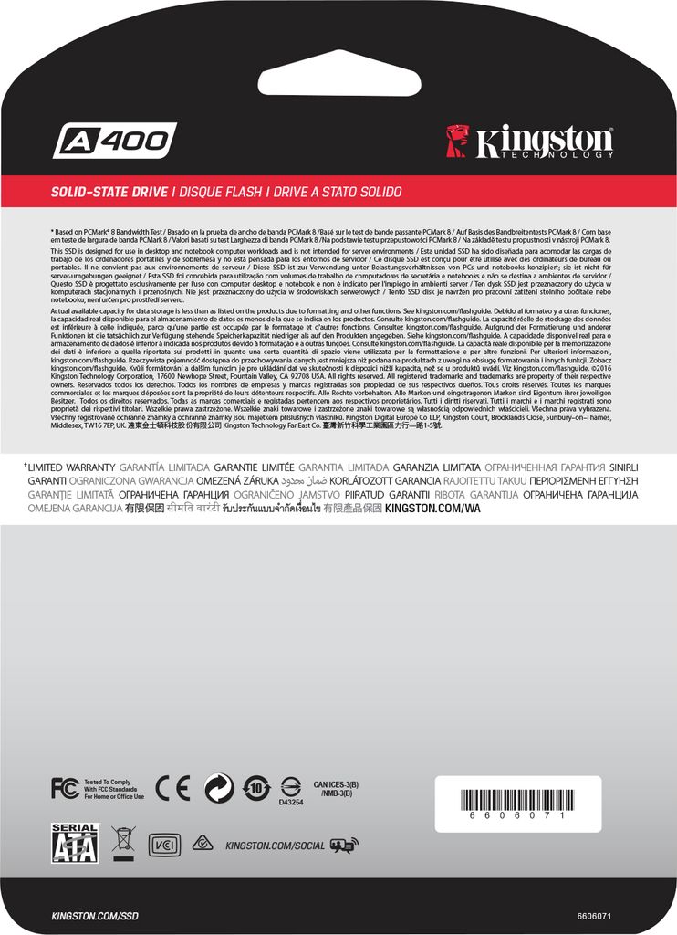 Kingston 2,5 SSD A400 480GB SATA III Immagine del prodotto 