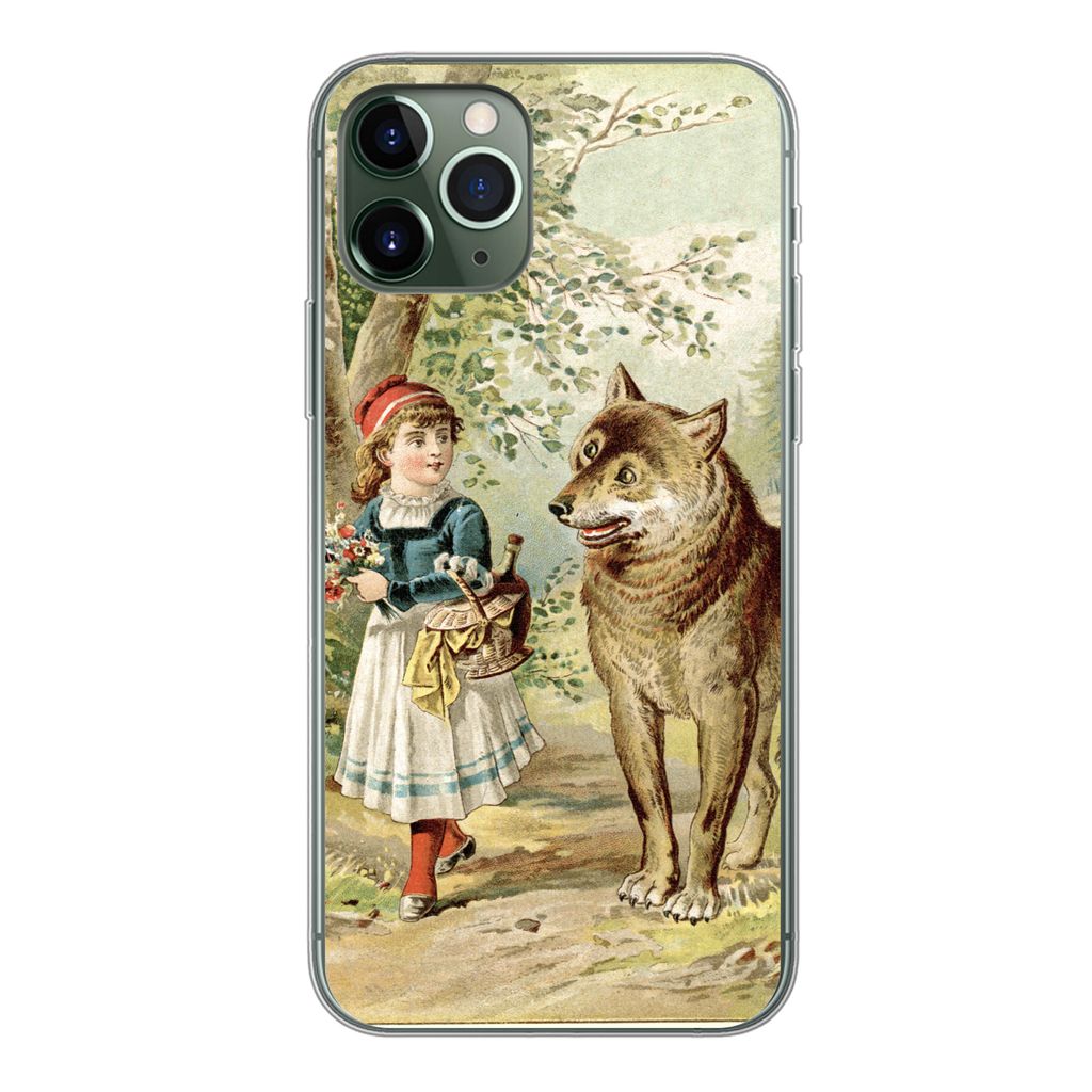 MuchoWow Handyhülle Schutzhülle Hülle für iPhone 11 Pro Wolf - Rotkäppchen - Wald Silikon Softcase Handy Hülle - Handy