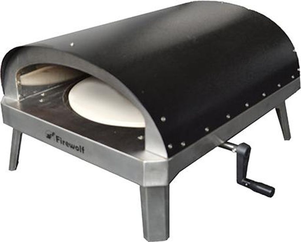 FIREWOLF LITTLE JOE Pizzaofen | Outdoor Garten draußen | Gaspizzaofen 500 °C| Drehbarer Pizzastein 13“ mit Kurbel, Pizzaschieber, Gasschlauch