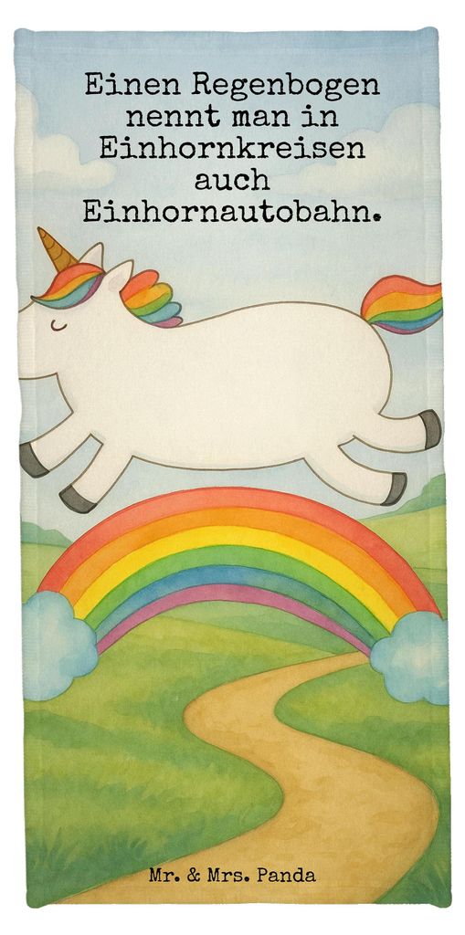 Mr. & Mrs. Panda Strandtuch Einhorn Regenbogen Design - Weiß - Geschenk, Unicorn, sporthandtuch, Erwachsenwerden, Badelaken, Sport Handtuch, Glitz...