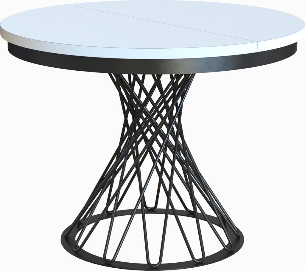 MEBLINI Esstisch Rund Ausziehbar aus Metall - Loft - Esszimmertisch Modern - Küchentisch - Ausziehtisch - Round Dining Table - Esszimmertische - 1...