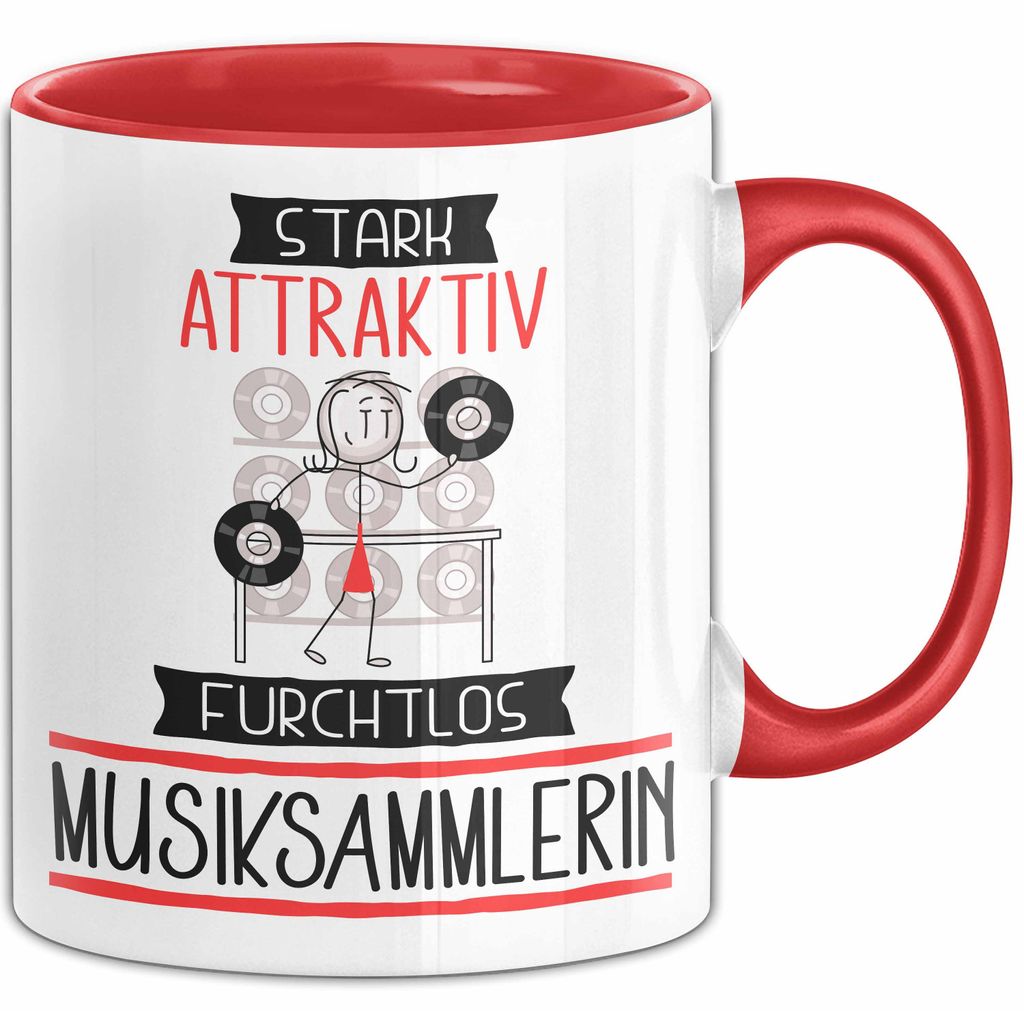Musiksammlerin Tasse Geschenk Becher Stark Attraktiv Furchtlos Musiksammlerin Lustige Geschenkidee (Rot)