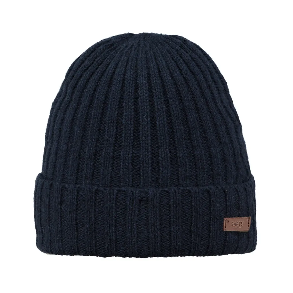 Beanie Barts da uomo - Haakon Turnup, Taglia unica, Beanie in lana, tinta unita Navy