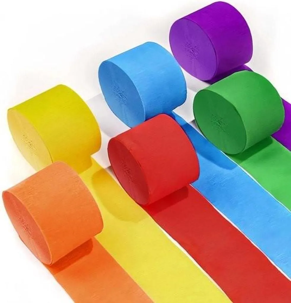 6 Rouleaux Papier Crépon Arc-en-ciel 25m x 45cm pour Décoration Fête