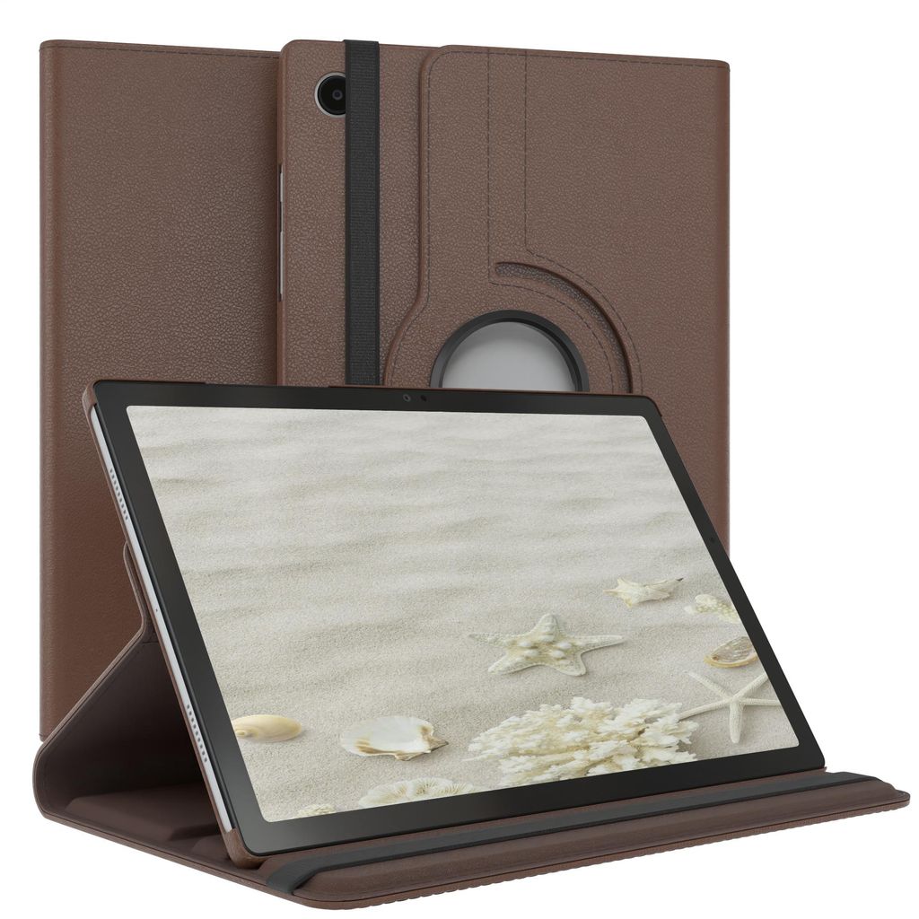 EAZY CASE - Tablet Hülle für Samsung Galaxy Tab A8 10.5 LTE Schutzhülle, Tablet Case 360° drehbar in Braun