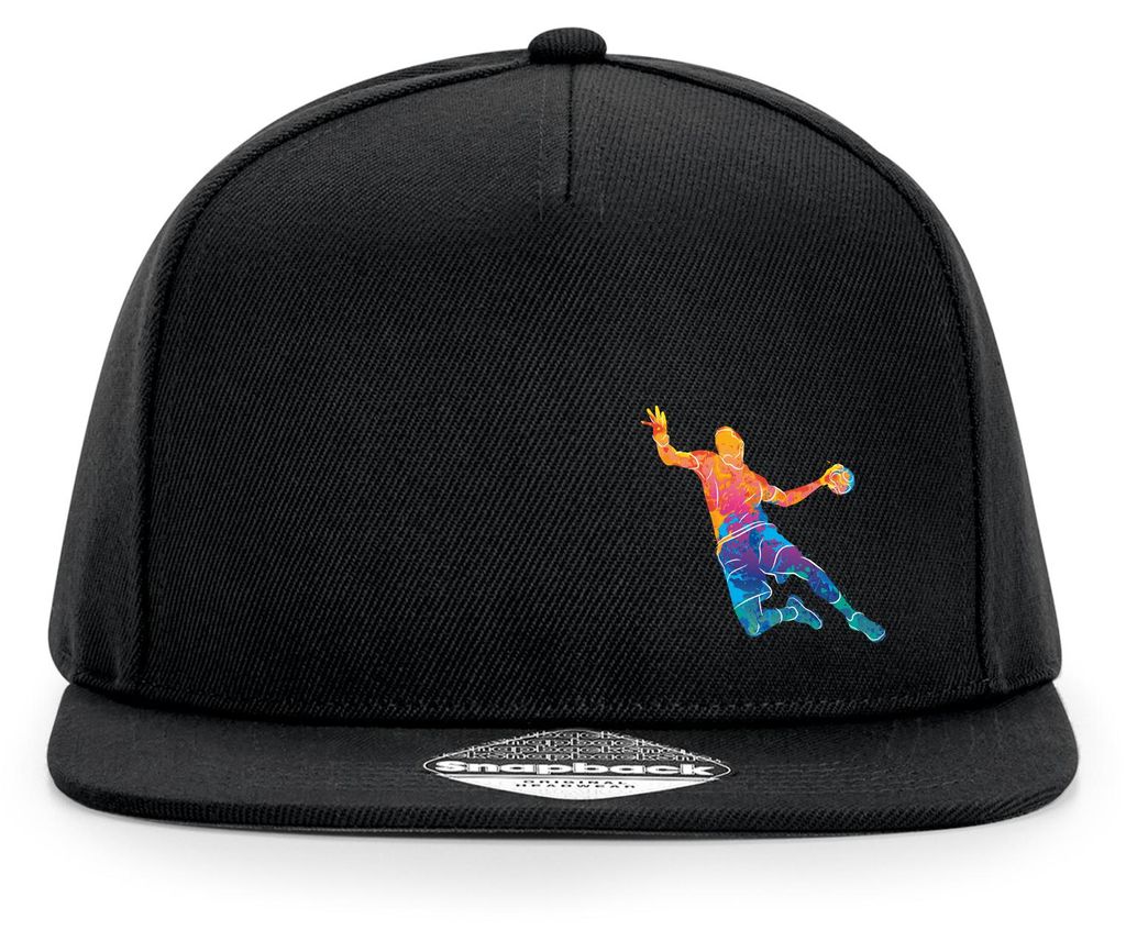Huuraa Cappy Mütze bunte Handball Silhouette Black Polyester Snapback Kappe Geschenkidee
