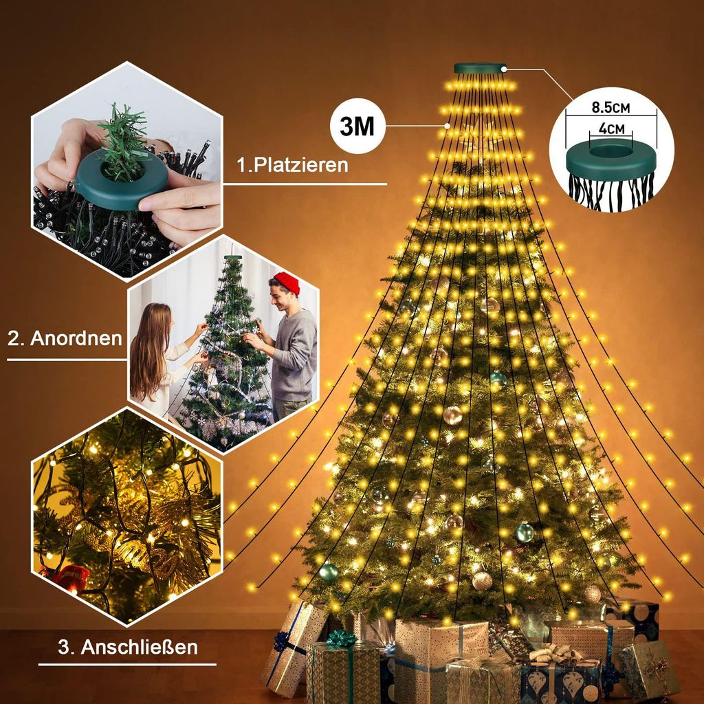 Christbaumbeleuchtung mit Ring, 480LED Weihnachtsbaum