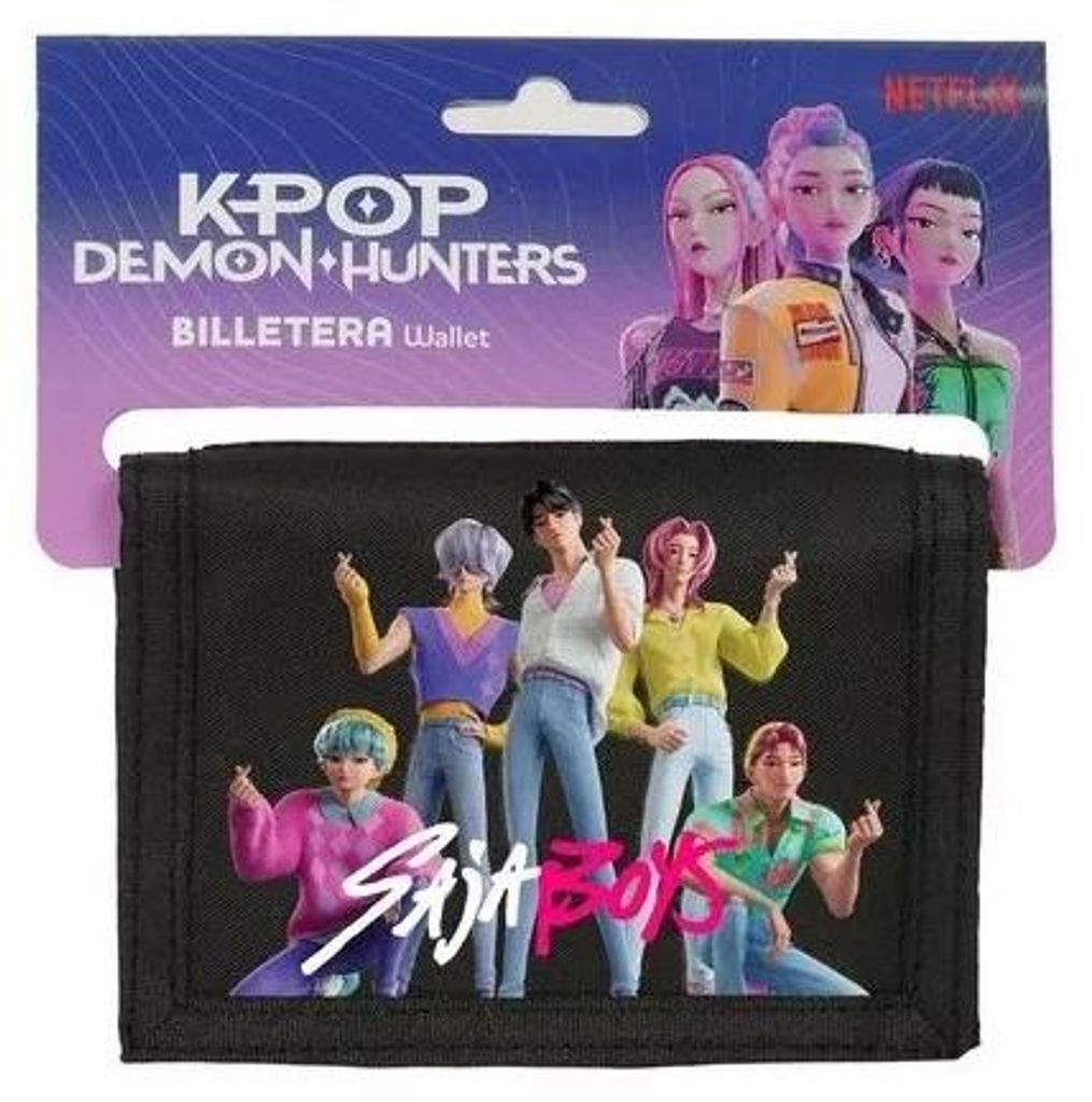 Safta K-pop Demon Hunters Saja, jongensportemonnee, zwart. Productafbeelding 