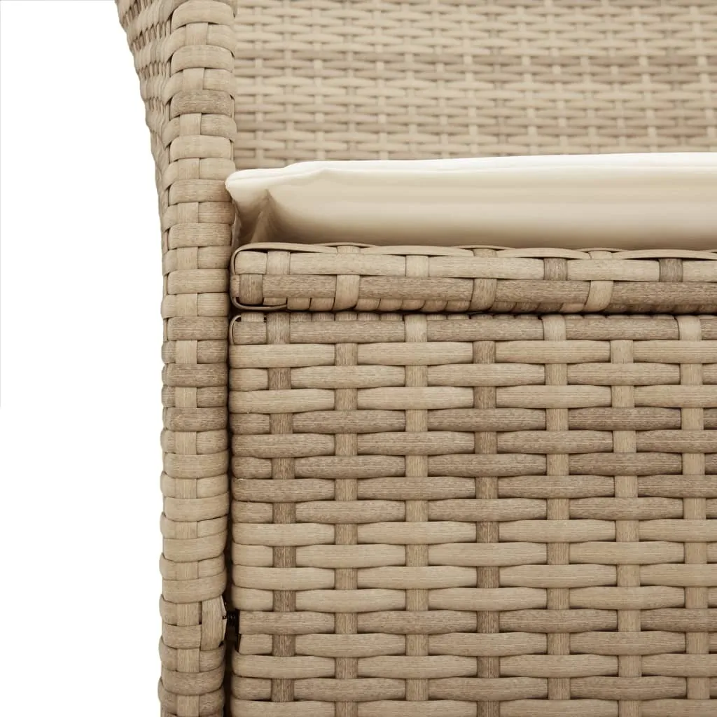 Chaises jardin poly rotin beige avec coussins confortables - Set 2 - 8
