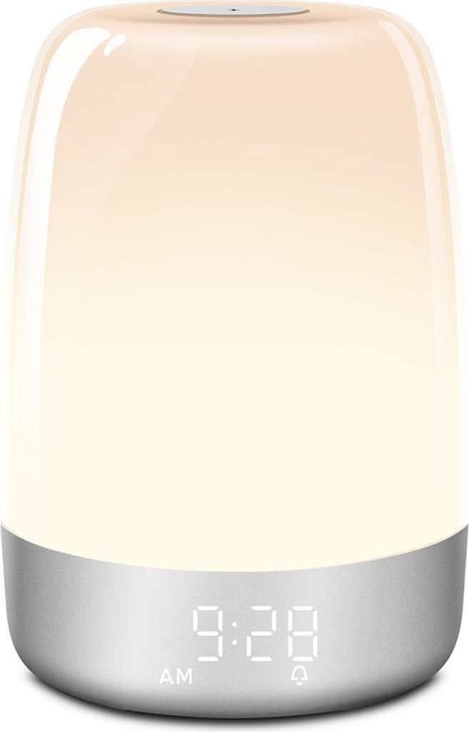 Wecker-Wecklicht simuliert natürlichen Sonnenaufgang, Wecker, Nachttischlampe, LED, bunte Atmosphäre,Nachtlicht
