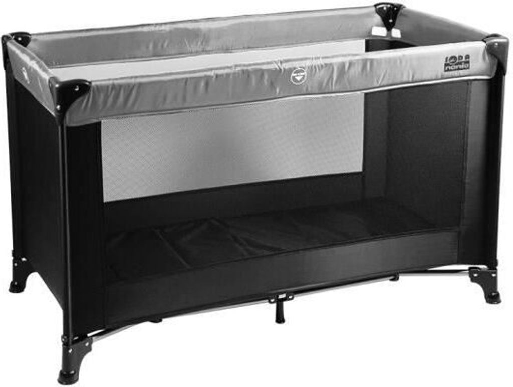 NANIA Reisebett SODA -Ab Geburt bis 15kg + Transporttasche - Schwarz / Grau