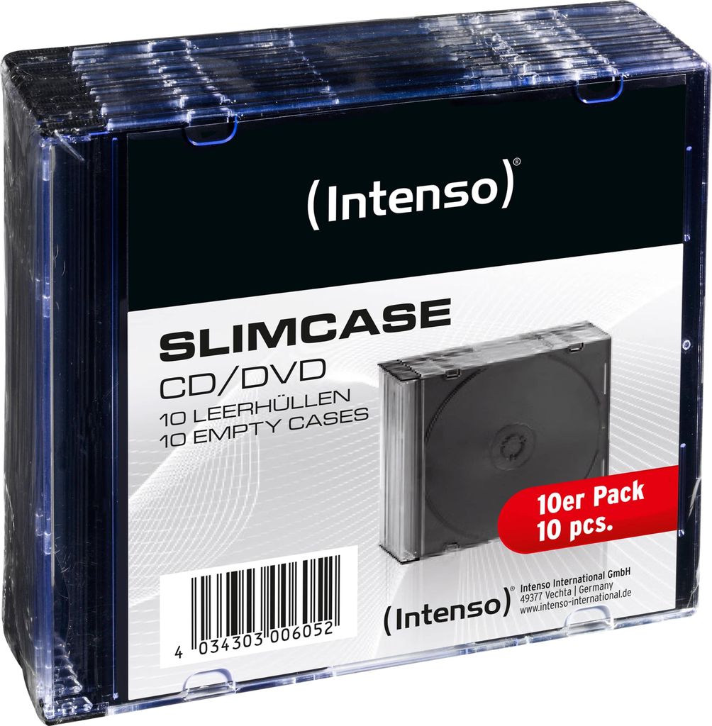 Intenso 1er CD-/DVD-Hüllen Slim Cases transparent, 10 St.