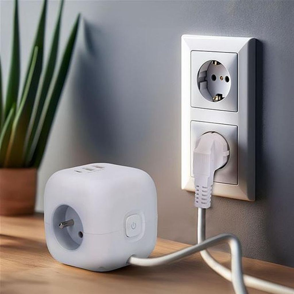 Solight 3-Zöller + USB-A+C-Verlängerungskabel – Würfel