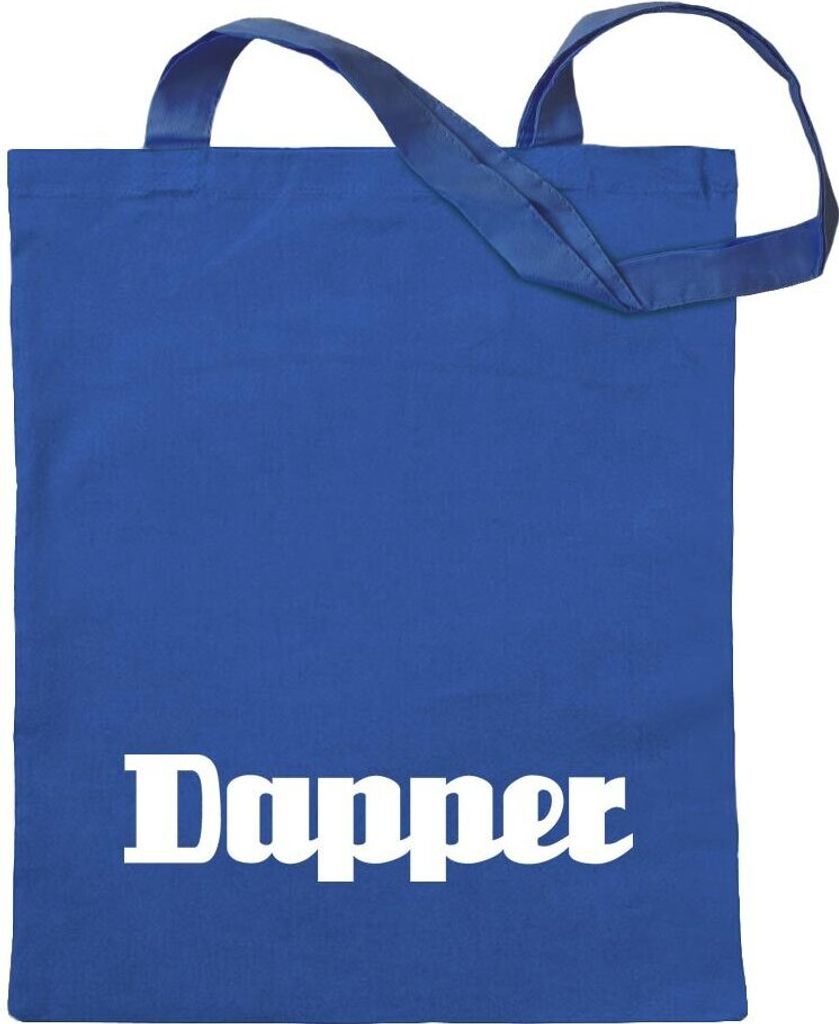 Kiwistar - Baumwolltasche - royalblau - Dapper Design 2 - Tragetasche Stoffbeutel Umhängetasche Langer Henkel
