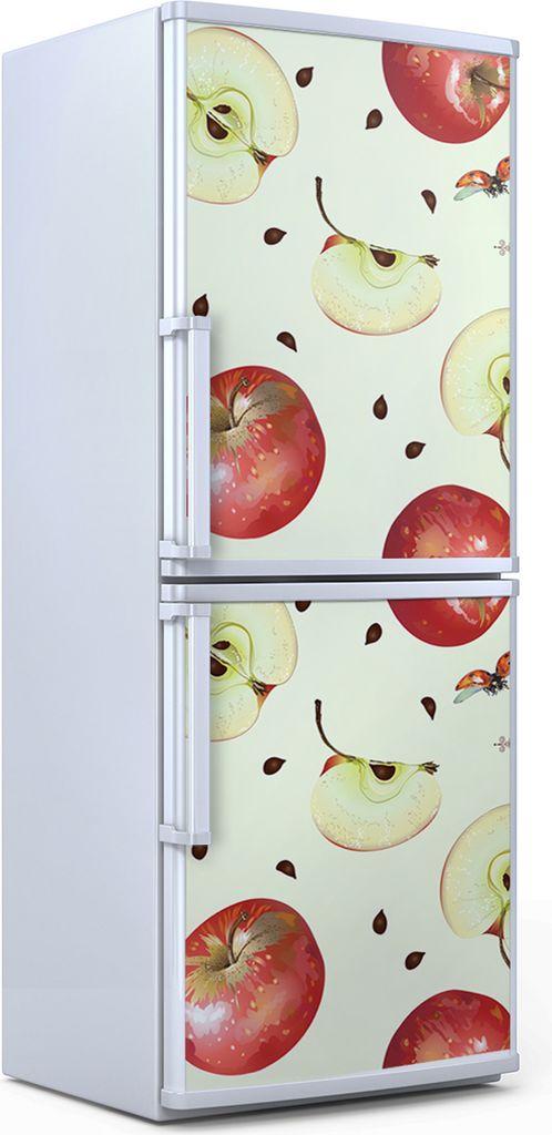 Kühlschrankdekoration 70x180 cm Aufkleber auf dem Kühlschrank - Äpfel Kerne Küche