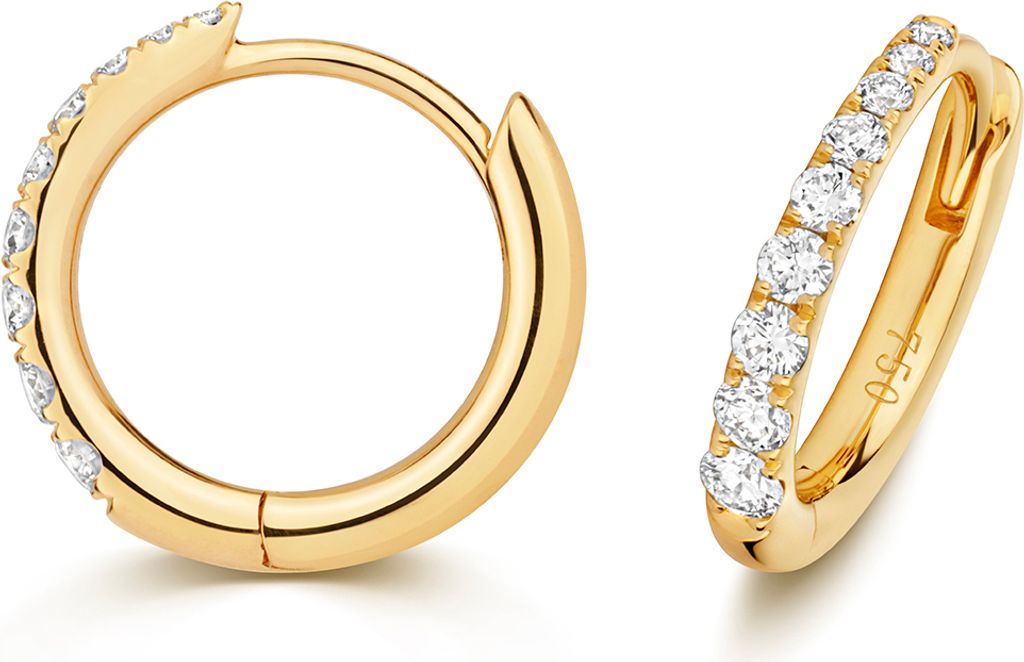 Funkelndes Feuer Atemberaubende 18 Karat (750) Gold Diamant Paar Creolen Brillant-Schliff 0.14 Karat G - VS - 8mm; TRS3542818KY