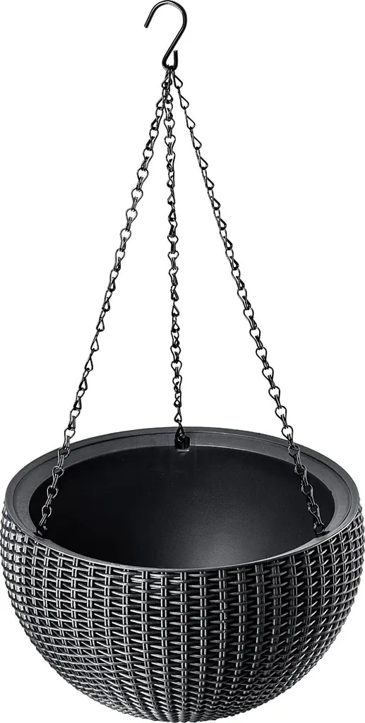 Jardinière suspendue ronde gris anthracite pour balcon et terrasse