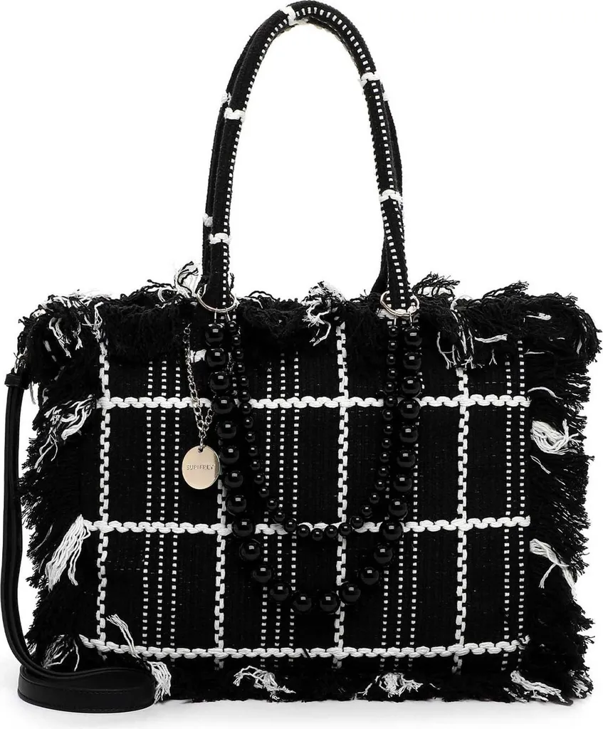Borsa SURI FREY SFY Cacey Black | Shopper a Tracolla con Frange Trendy