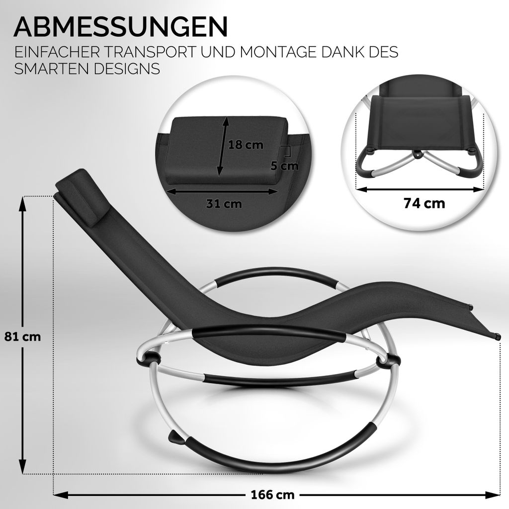 tillvex® Záhradné lehátko Black Relax Lounger Lehátko na Obrázok produktu 5