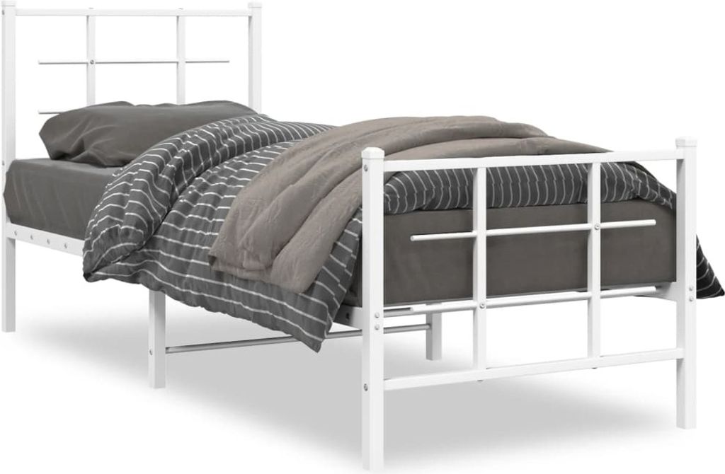 Möbel Bettgestell mit Kopf- und Fußteil Metall Weiß 80x200 Produktbild 