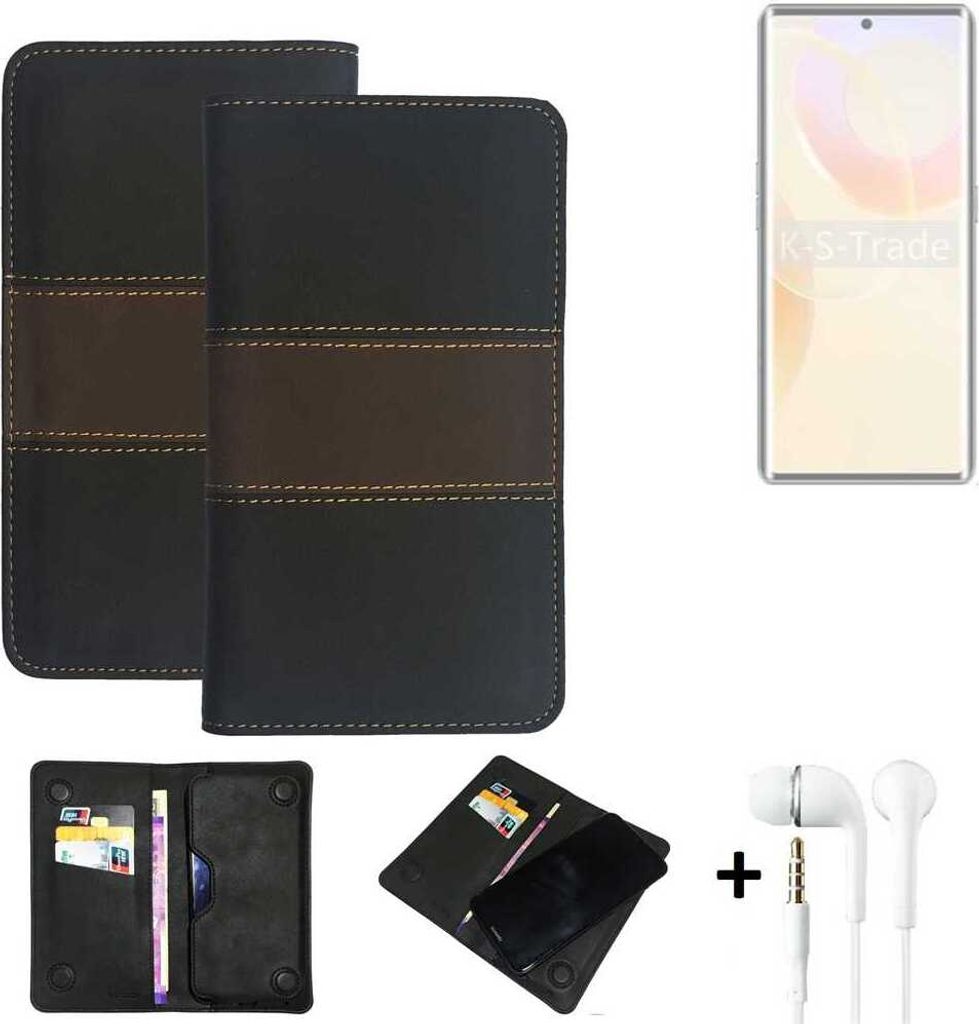 K-S-Trade Handyhülle + Kopfhörer kompatibel mit Cubot X90 Schutzhülle Walletcase Bookstyle Tasche Schutz Case Hülle Wallet Cover Kunstleder