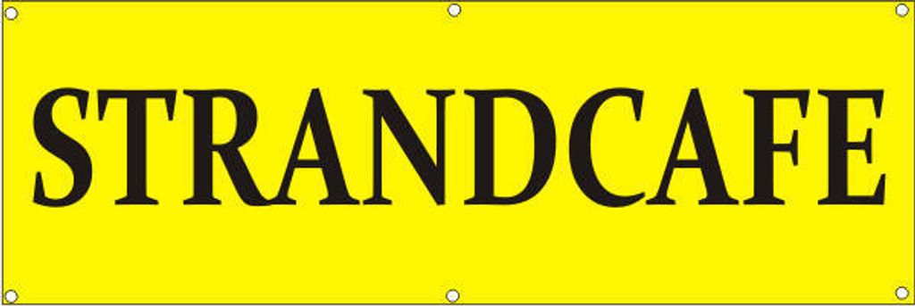 Werbeplane / Gerüstplane - p133 - Strandcafe - NEU - 200 cm x 67 cm - für Baustelle, Garten, Zaun oder Veranstaltung